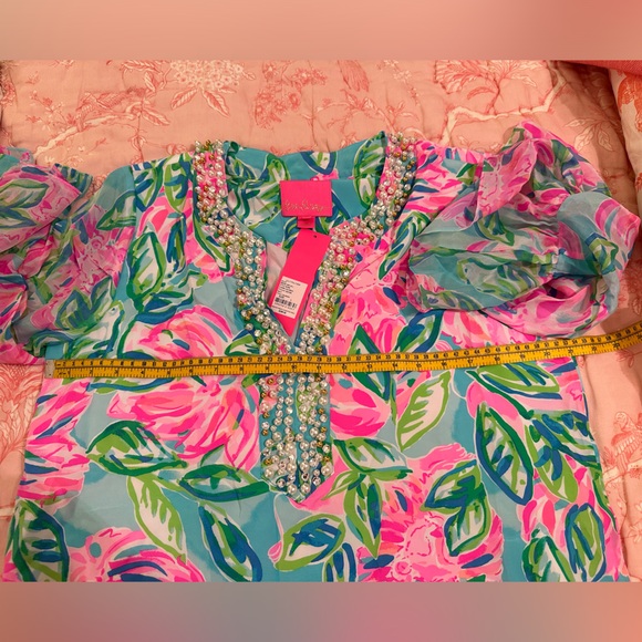 LILLY PULITZER ELENORA Totally Blossom
Silk Dress Pink Blue Embellished Large - Picture 11 of 12